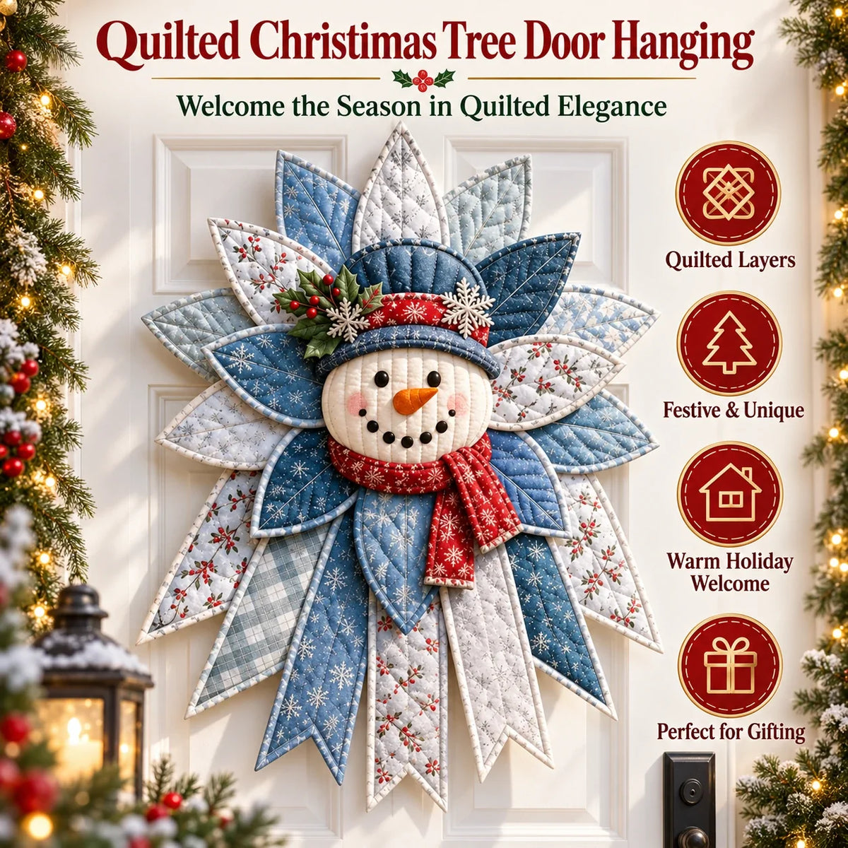 🎉 Holiday Celebration 50% OFF 🎄 – Festive Quilted Christmas Door Hanging DIY Sewing Kit