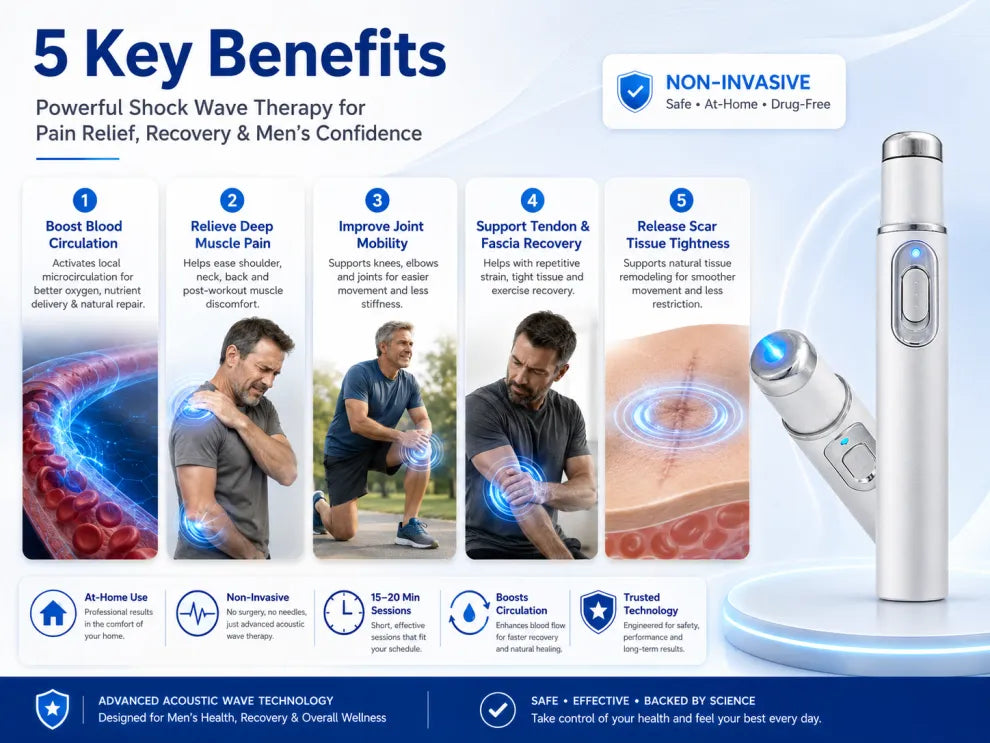 Advanced sound waves relieve muscle pain, joint stiffness, and tendon discomfort.
